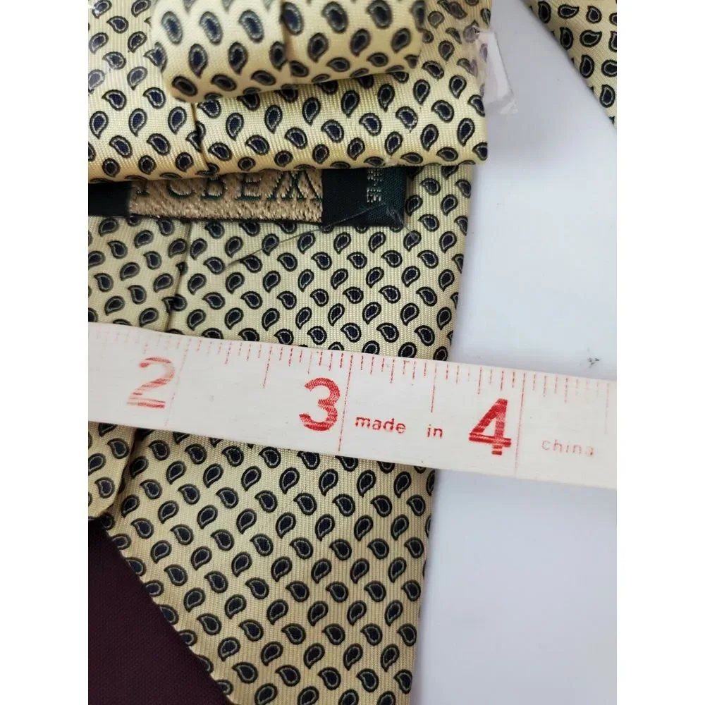 NWOT J Crew Men's Silk Necktie Yellow Green Paisley Print‎ Preppy